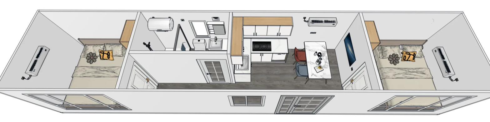Open-plan living room interior — 40ft Premium