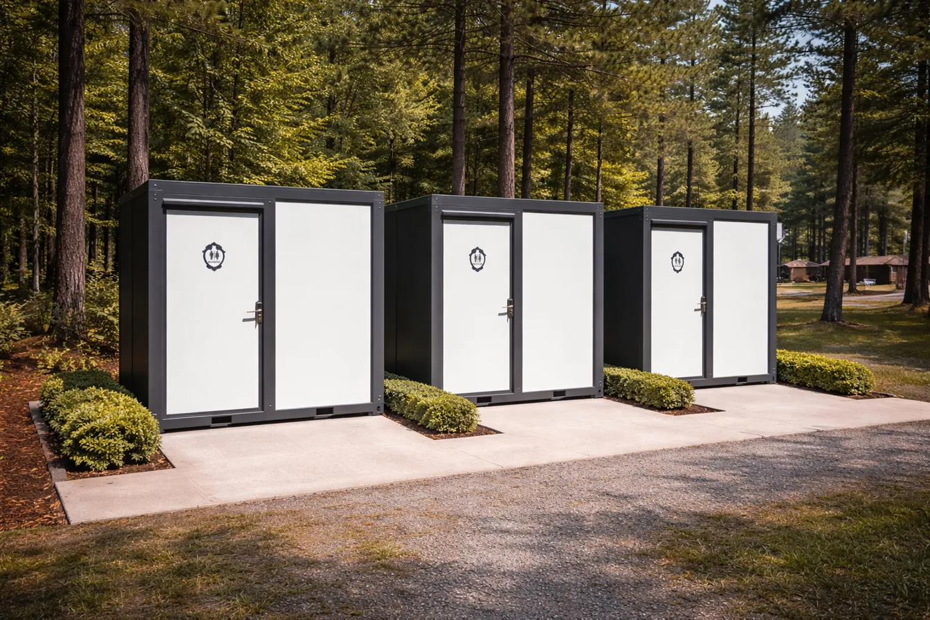 7 foot portable bathroom with toilet sink and shower 3 in 1